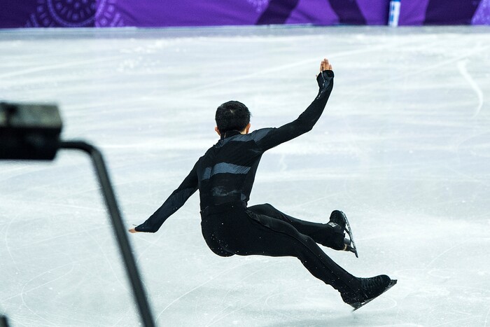 (Chris Detrick  |  The Salt Lake Tribune)  Salt Lake City's Nathan Chen competes in the Men's Single Skating Short Program for the Team Event at the Gangneung Ice Arena Friday, February 9, 2018.  Chen got fourth place with a score of 80.61.