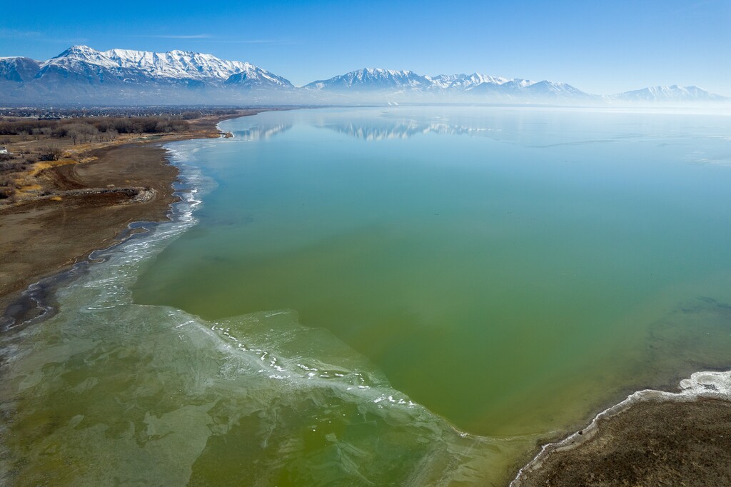 (Trent Nelson  |  The Salt Lake Tribune) The Jordan River meets Utah Lake in Saratoga Springs on Tuesday, March 1, 2022.