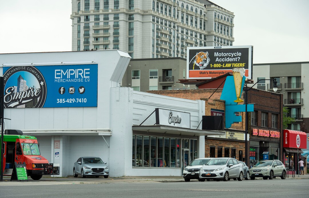 (Rick Egan  |  The Salt Lake Tribune)     Businesses on State Street, near the new homeless resource center on 131 E. 700 South, in Salt Lake City, Wednesday, July 31, 2019.
