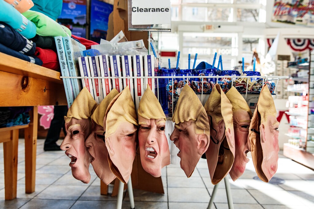 (Damon Winter | The New York Times)
Masks in the likeness of President Donald Trump on clearance at a shop in downtown Washington, on Tuesday, Jan. 19, 2021. "Not everything he did was bad. But the good came at a high price," writes New York Times opinion columnist Thomas L. Friedman.