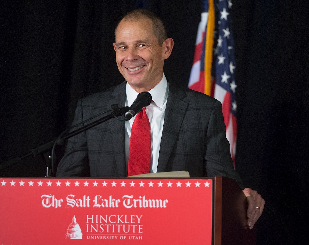 (Leah Hogsten  |  Tribune file photo)  Third District primary candidate Provo Mayor John Curtis fields questions during The Salt Lake Tribune-Hinckley Institute of Politics debate, June 28, 2017 at the  Utah Valley Convention Center in Provo.