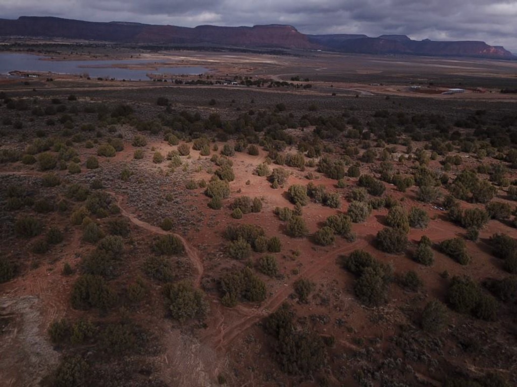 (Courtesy photo by Kane County Water Conservancy District) Retired Utah lawmaker Mike Noel proposes building a luxury golf course at this site outside of Kanab on state-owned land beside Jackson Flat Reservoir. The Utah School and Institutional  Trust Lands Administration is instead expected to partner with developers to build a major vacation destination on this land.