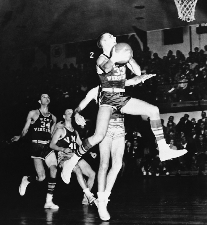 (Photo courtesy of West Virginia University) Hot Rod Hundley (33) in action for West Virginia.
