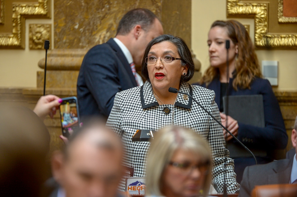 (Leah Hogsten | The Salt Lake Tribune) During the House of Representatives floor debate, Rep. Rebecca Chavez-Houck offered up her own medical cannibis bill, that would’ve retained most of Prop 2 while making some technical fixes. Lawmakers overhauled the Utah Medical Cannabis Act, Monday, Dec. 2, 2018, overhauling the medical cannibis distribution system, reducing the number of medical marijuana outlets, prohibiting edibles and changing the list of illnesses that qualify for cannabis treatments.