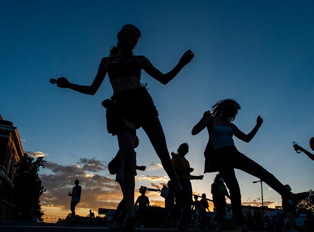 (Rick Egan  |  Tribune file photo)   Protesters dance on West Temple in Salt Lake City, during a "Dance Rally For Change" protest, on Friday, July 3, 2020.