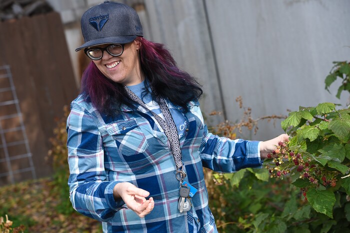 (Francisco Kjolseth  |  The Salt Lake Tribune)  Jenn Harris, a former recovery resident at the Center for Women and Children in Murray, loves volunteering her time now at the Freedom Garden across the street from the center, where residents can learn how to grow fruits and vegetables and make strides towards rehabilitation. The garden has been a place of healing and also acts as a memorial for those who have passed in their battle with substance abuse with stones bearing their names in the garden. 