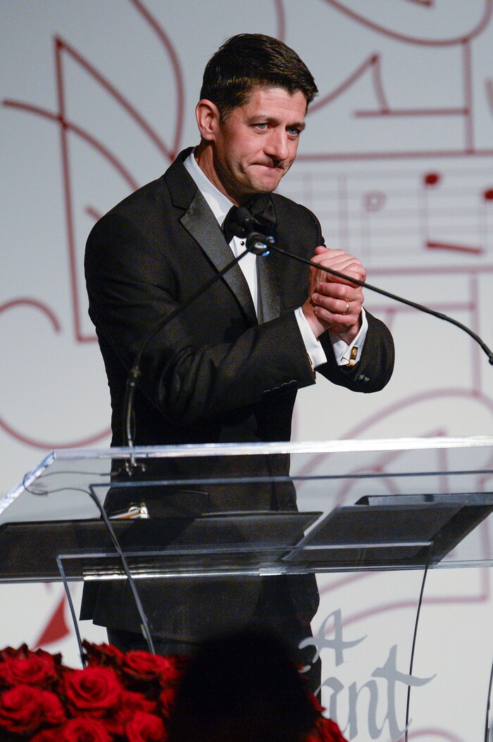 Leah Hogsten | The Salt Lake Tribune U. S. House Speaker Paul Ryan looks to Utah Senator Orrin G. Hatch in appreciation after delivering the keynote address during a ceremony honoring Senator Hatch, Saturday, June 9, 2018, at the Grand America Hotel in Salt Lake City. The Salt Lake Chamber awarded Sen. Hatch with the 39th Giant in Our City, for his exceptional and distinguished service and extraordinary professional achievement throughout his political career.