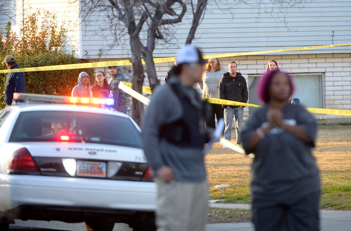 (Steve Griffin  |  The Salt Lake Tribune)  Police tape surrounds an apartment complex in West Valley City after three people were shot at an apartment complex at 3500 south Parkway Blvd. in West Valley City Tuesday Feb. 13, 2018.
