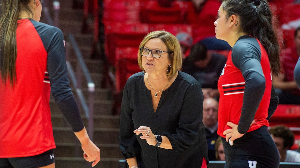 (Rick Egan  | Tribune file photo) Utah's Beth Launiere, shown during a September match vs. BYU, was named the Pac-12 Coach of the Year on Tuesday.