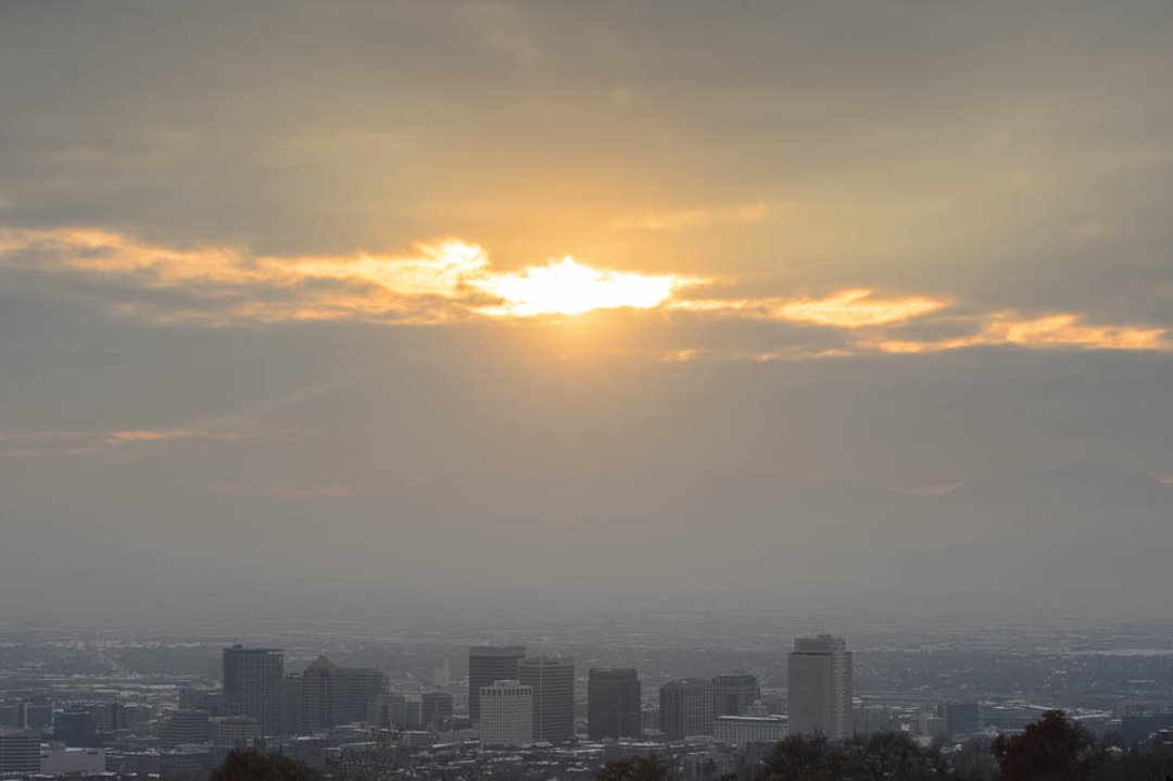 (Trent Nelson | The Salt Lake Tribune)  The Salt Lake City skyline on a hazy day, Thursday Dec. 6, 2018.