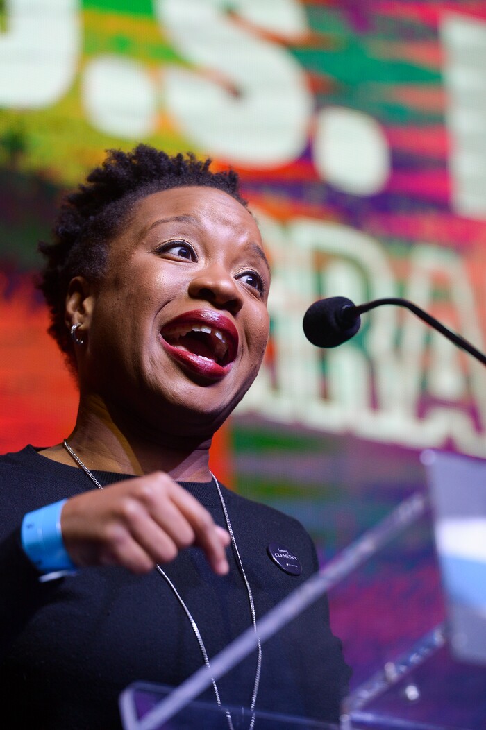 Leah Hogsten  |  The Salt Lake Tribune   Director Chinonye Chukwu accepts the Sundance U.S. Grand Jury Prize for Dramatic for her film Clemency, during the awards ceremony for the 2019 Sundance Film Festival at the Basin Fieldhouse in Park City, Feb. 2, 2019. 