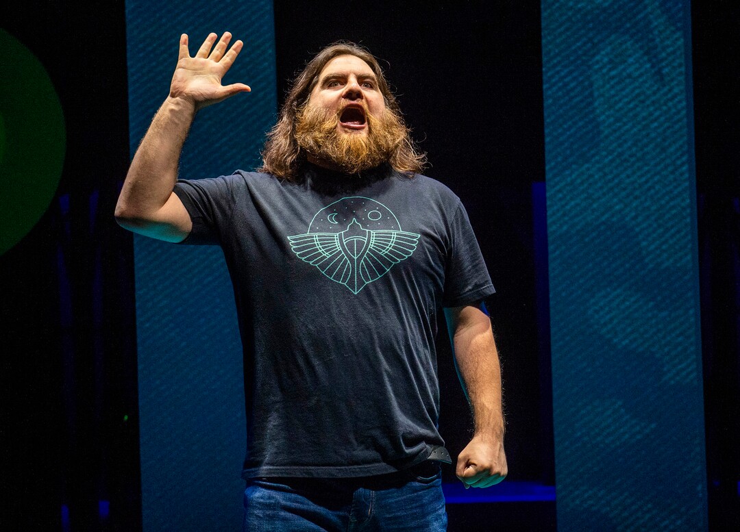 (Rick Egan  |  The Salt Lake Tribune)  Bryson Dumas rehearses for the first Utah theater production since the COVID-19 lockdown, titled "The Corona Conundrum," at The Parker Theatre, Wednesday, May 13, 2020.