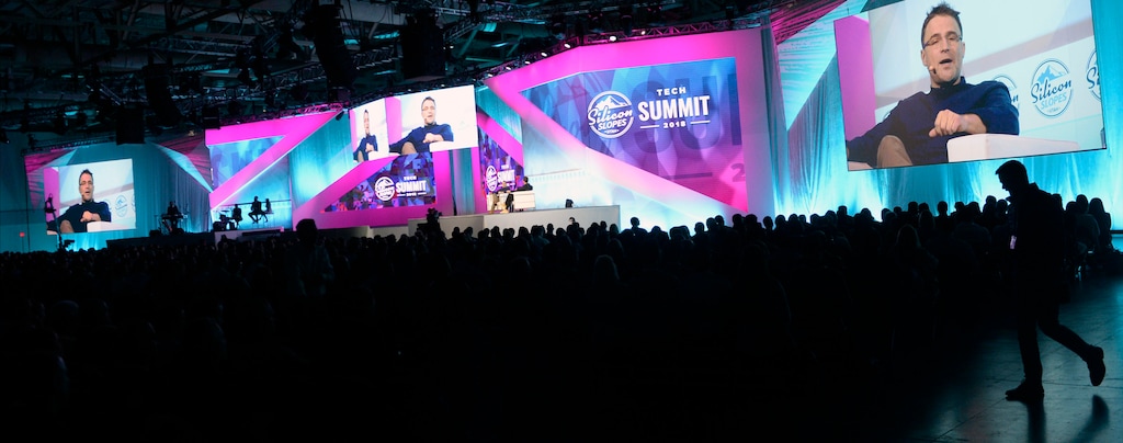 (Al Hartmann  |  The Salt Lake Tribune) 	Over 14,000 people attend the 2018 Silicon Slopes Tech Summit at the Salt Lake Convention Center, Thursday Jan. 18.