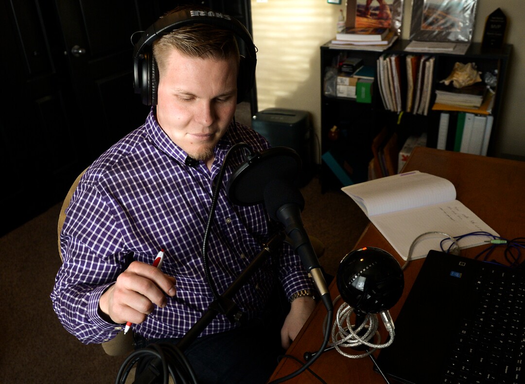 (Leah Hogsten  |  The Salt Lake Tribune) Sex therapist Braxton Dutson, hosts the Birds and Bees podcast, a sex-positive podcast, Tuesday, March 13, 2018. 