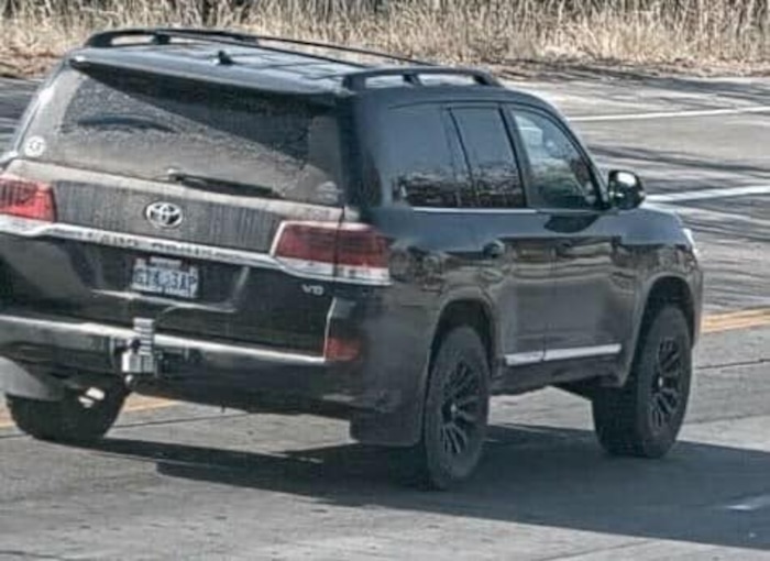 (Photo courtesy of the Weber County Sheriff's Office) Police are searching for Scott William Russell, who is believed to be driving this black, 2017 Toyota Land Cruiser with black rims and Utah license plates G143AP.