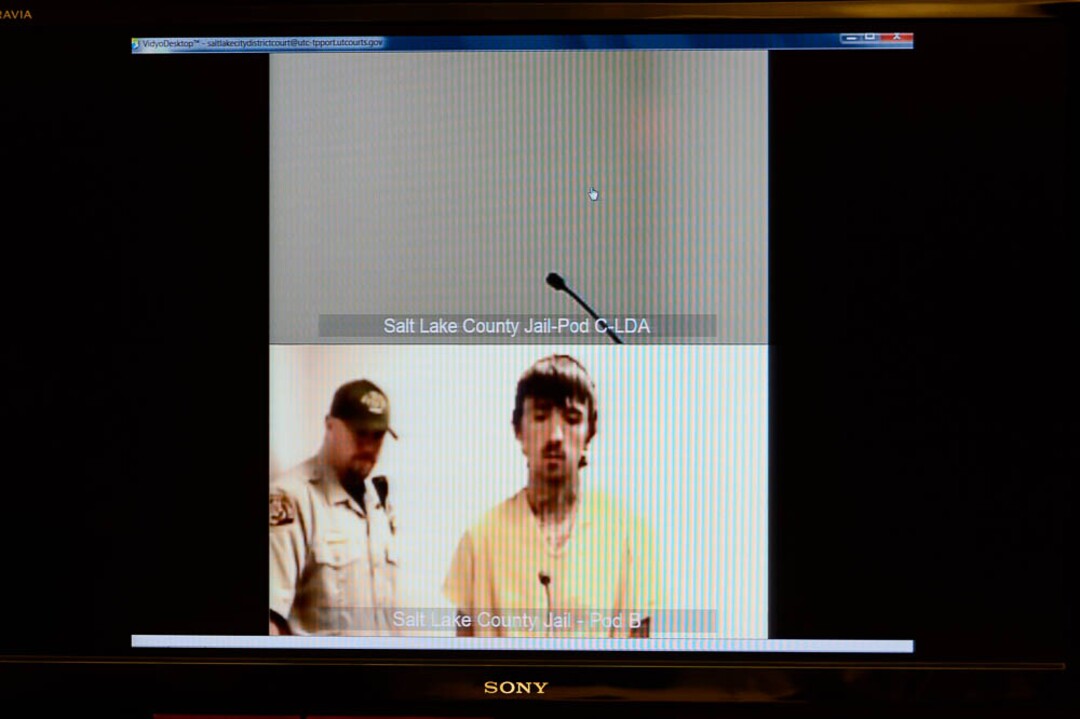 (Trent Nelson | The Salt Lake Tribune)  Austin Boutain, charged with murder for fatally shooting University of Utah student ChenWei Guo at the mouth of Red Butte Canyon on Oct. 30, makes his first court appearance in Salt Lake City Tuesday November 21, 2017.