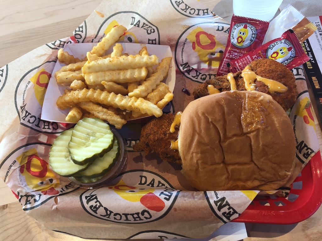 (Kolbie Peterson | The Salt Lake Tribune) A chicken sandwich from Dave's Hot Chicken, at 777 E. 2100 South in Salt Lake City, is pictured on Friday, July 19, 2024.