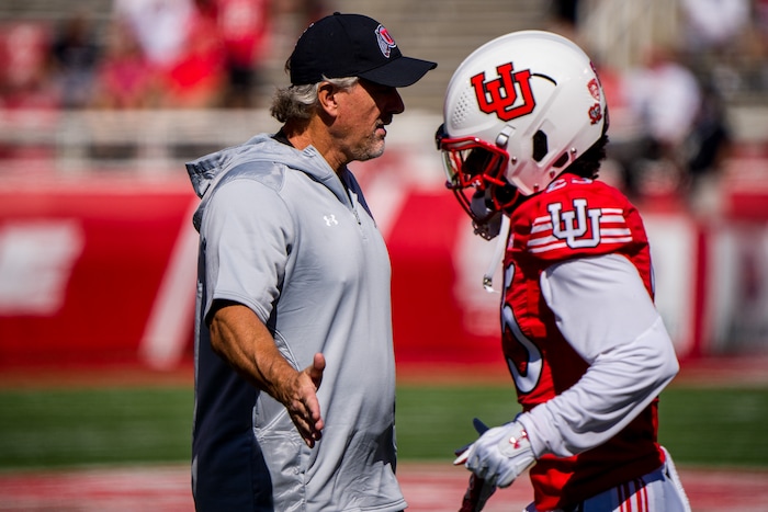 (Trent Nelson  |  The Salt Lake Tribune) Utah Utes head coach Kyle Whittingham as the University of Utah hosts Washington State, NCAA football in Salt Lake City on Saturday, Sept. 25, 2021.