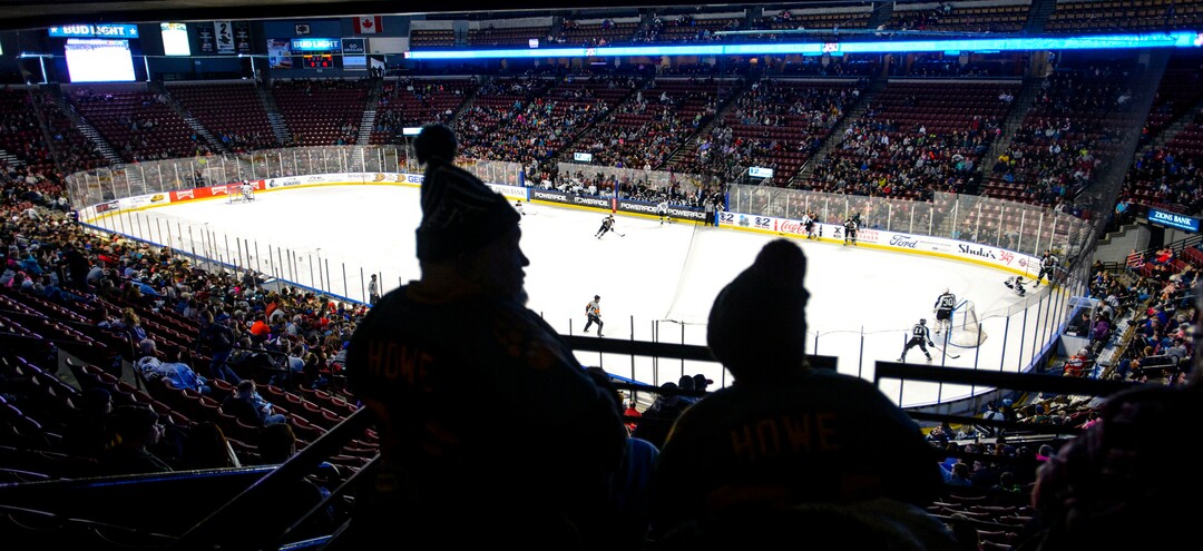 (Steve Griffin  |  The Salt Lake Tribune) The Utah Grizzlies battle the Idaho Steelheads at the Maverik Center in West Valley City Monday Feb. 19, 2018.