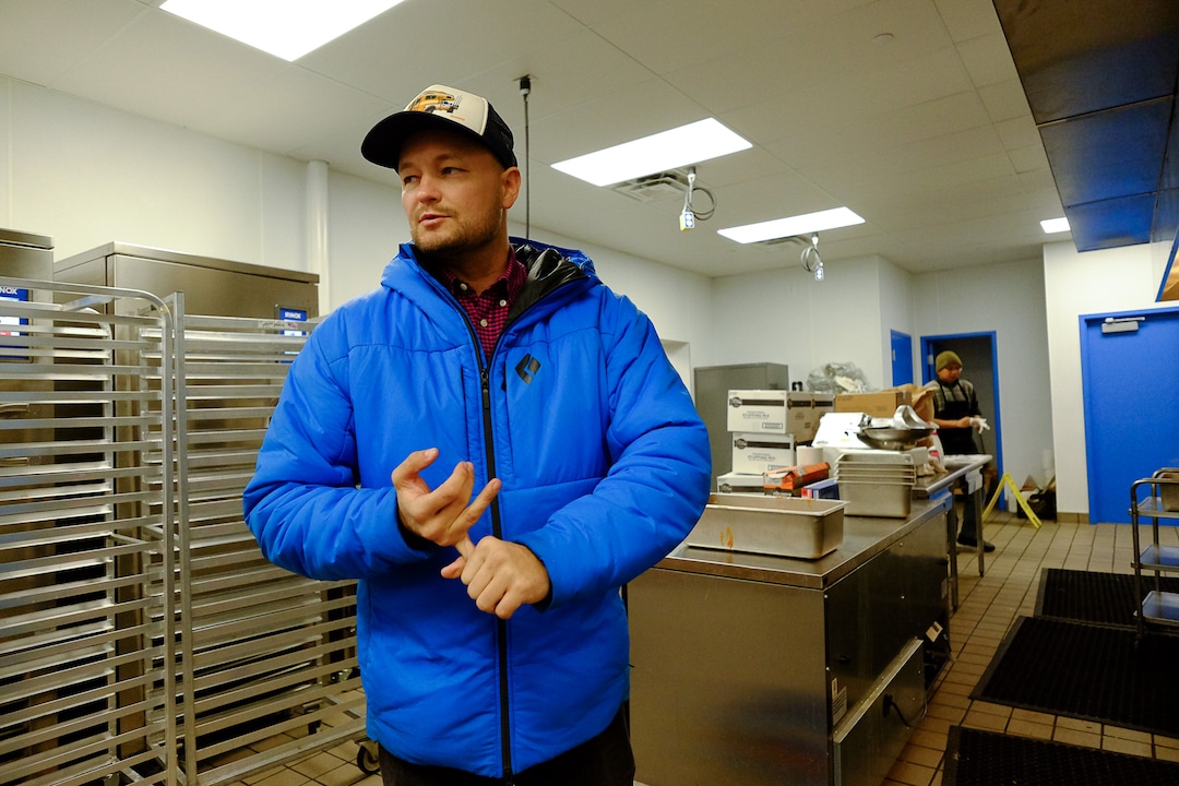 (Francisco Kjolseth  |  The Salt Lake Tribune) Matthew Melville, homeless services director at Catholic Community Services talks about changes that have already been made after seeking input from the homeless community through surveys at kiosks created by Pulse for Good, a Utah-based company, at the Weigand Center and its new homeless resource center in Salt Lake City. The surveys ask about service, cleanliness and what people would like to see at its locations.