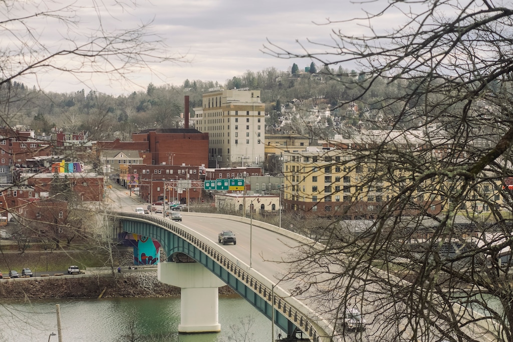 (Andrew Spear | The New York Times) Downtown Morgantown, shown in 2023, like the rest of West Virginia, lacks an existing or planned Latter-day Saint temple.
