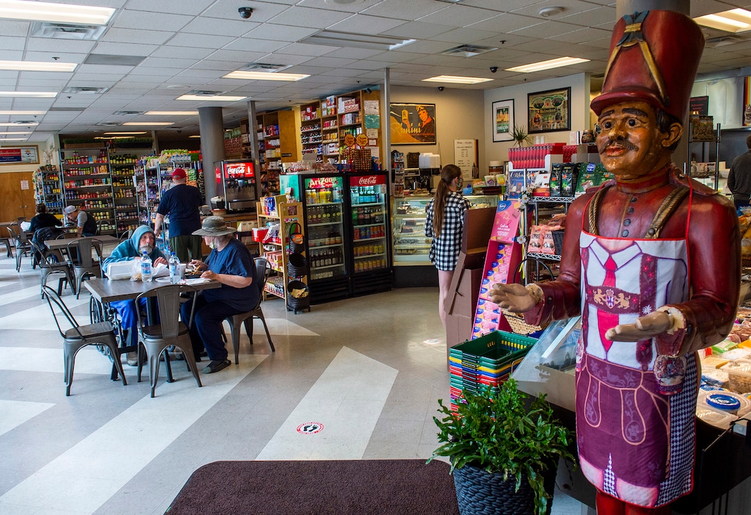 (Rick Egan  |  The Salt Lake Tribune)    Chairs and tables are spaced out at Siegfried's Delicatessen for social distancing as they open for indoor dining, Friday May 1, 2020
