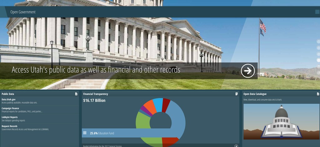 A screenshot of Utah.gov, which has been ranked No. 1 among state websites for security.