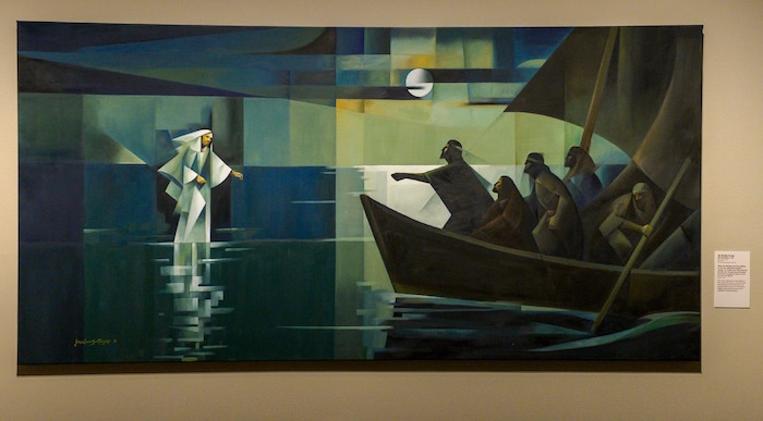 (Leah Hogsten | The Salt Lake Tribune) Jorge Cocco Santángelo's "No Temais, Yo Soy "or "Be Not Afraid, It Is I," oil on canvas, 2018. The Church of Jesus Christ of Latter-day Saints Church History Museum presented two new art exhibits, Thursday, May 17, 2018. Paintings created by Argentine artist Jorge Cocco Santángelo and large-scale images taken by LDS Church staff photographers Cody Bell and Leslie Nilsson will be on display beginning May 17 through Oct. 9, 2018, and January 2019, respectively.