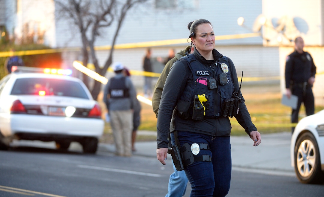 (Steve Griffin  |  The Salt Lake Tribune)  Police tape surrounds an apartment complex in West Valley City after three people were shot at an apartment complex at 3500 south Parkway Blvd. in West Valley City Tuesday Feb. 13, 2018.