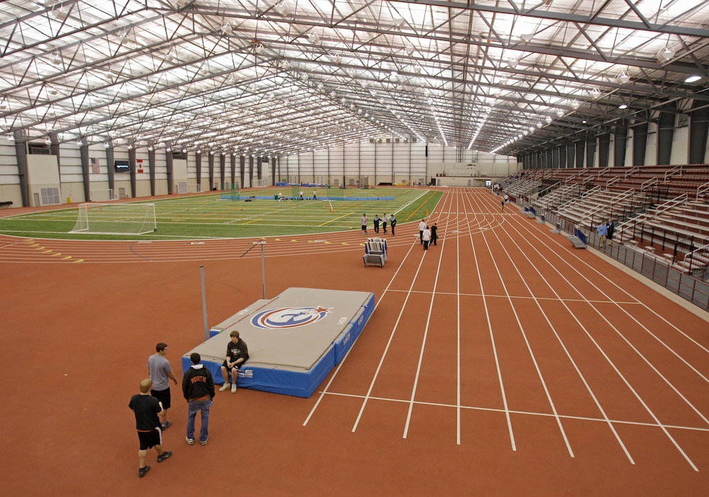 (Mark Duncan | AP) The indoor track at Spire Academy in Geneva, Ohio in 2011. The academy will host the inaugural Patriot Games.