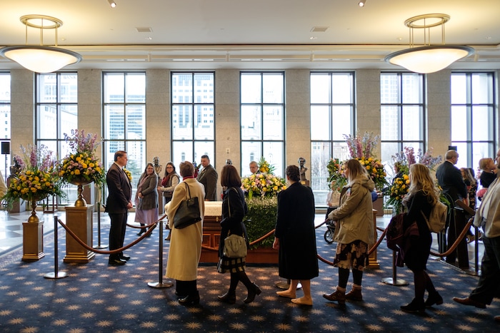 (Photo courtesy of the LDS Church) Mourners pay their respects during the viewing for Mormon church President Thomas S. Monson at the LDS Conference Center in Salt Lake City, Utah, on Thursday, Jan. 11, 2018. Monson died last week at the age of 90.