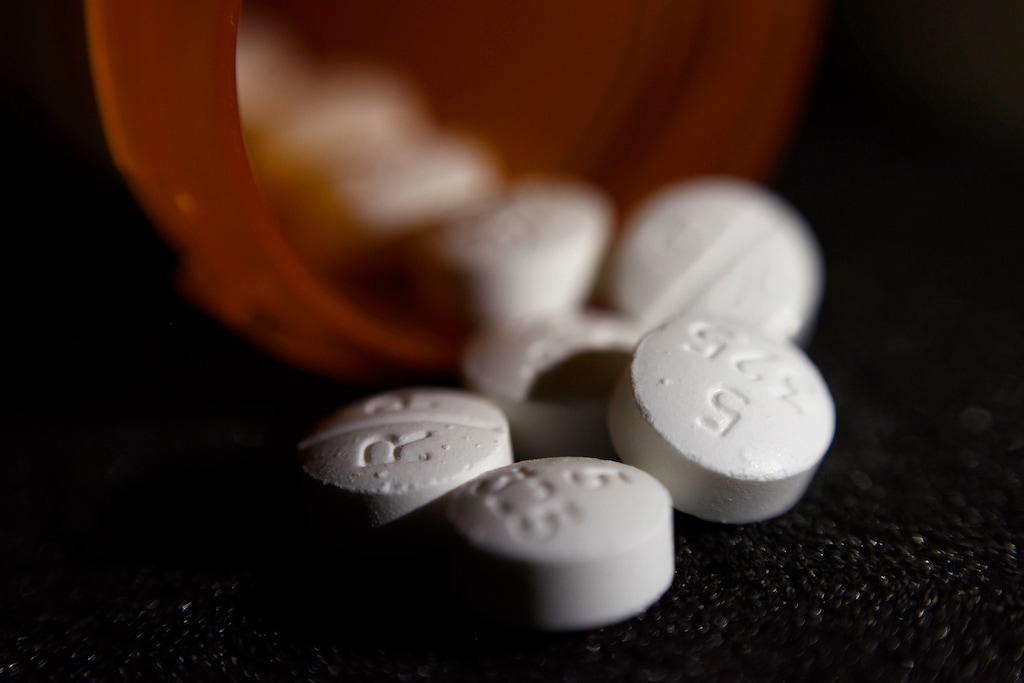 (Patrick Sison | AP Photo) This Tuesday, Aug. 15, 2017, file photo shows an arrangement of pills of the opioid oxycodone-acetaminophen in New York. Newly released federal data shows how drugmakers and distributors increased shipments of opioid painkillers across the U.S. as the nation’s addiction crisis accelerated from 2006 to 2012.