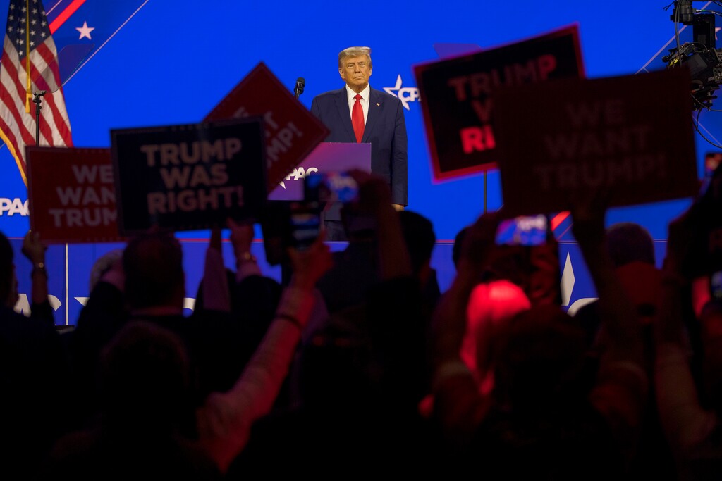 (Damon Winter |  The New York Times)

Former President Donald Trump on the final day of the Conservative Political Action Conference (CPAC) in Oxon Hill, Md., March 4, 2023.