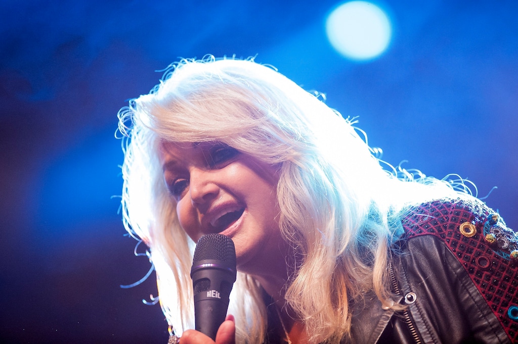 Welsh rock singer and songwriter Bonnie Tyler performs during her concert in Debrecen, 226 kms east of Budapest, Hungary, Saturday, June 18, 2016. (Zsolt Czegledi/MTI via AP)
