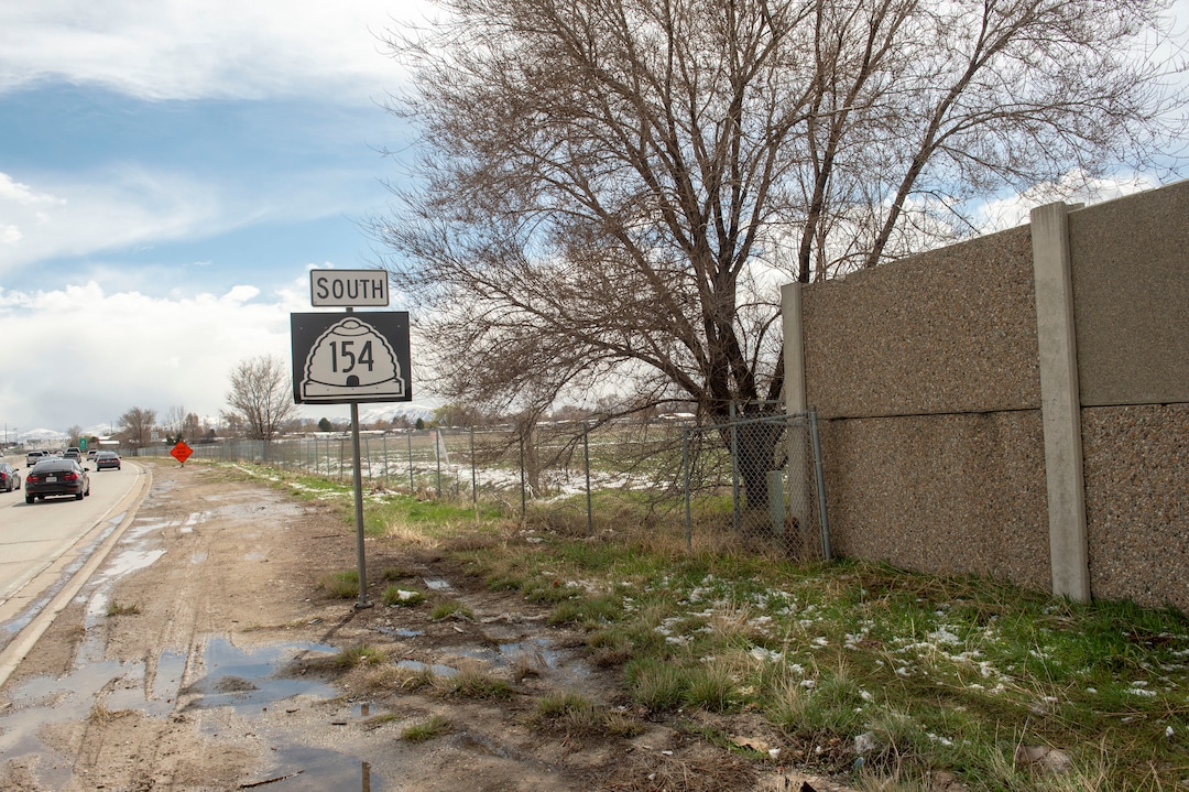 (Rick Egan  |  The Salt Lake Tribune)        Legislature ordered a sound wall along a field bordering the west side of Bangerter Highway in South Jordan, Friday, March 29, 2019.