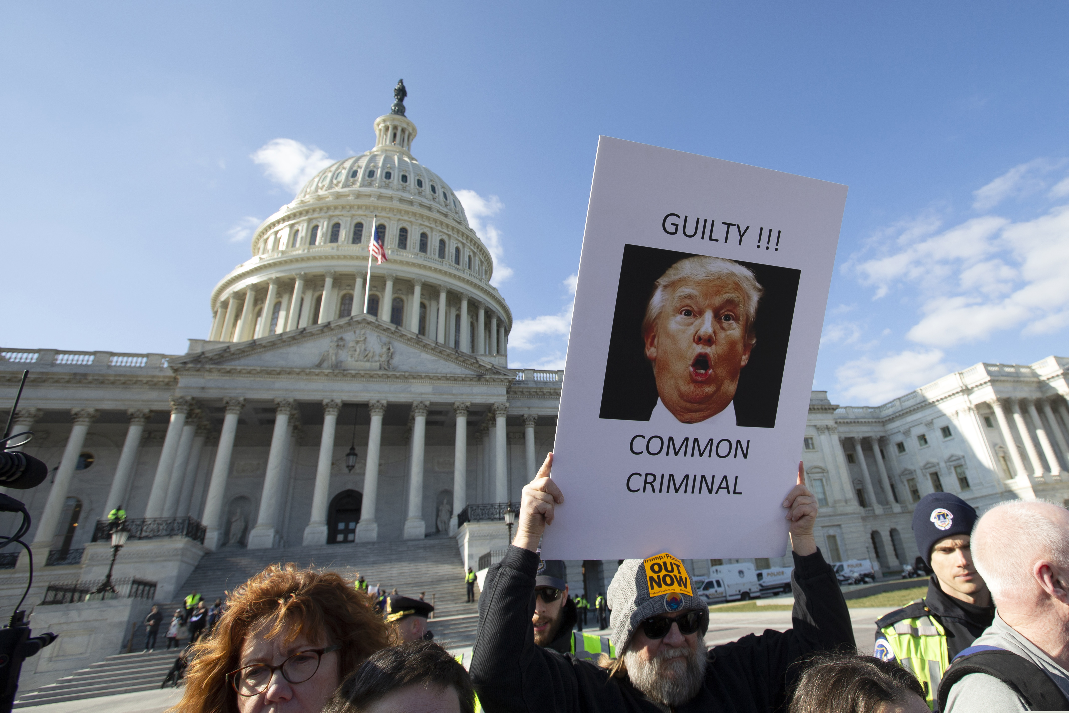 (Jose Luis Magana | AP) Demonstrators protest outside of the Capitol during the Senate impeachment trial of President Donald Trump in Washington, Wednesday, Jan. 29, 2020
