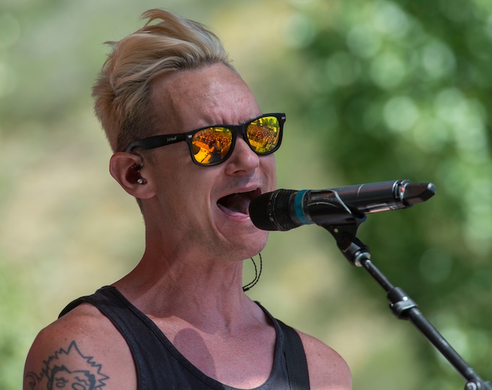 (Rick Egan  |  The Salt Lake Tribune)  Howi Spangler sings for Ballyhoo! At the Reggae Rise Up music Festival, at the Rivers Edge near Heber City, Saturday, Aug. 24, 2019.