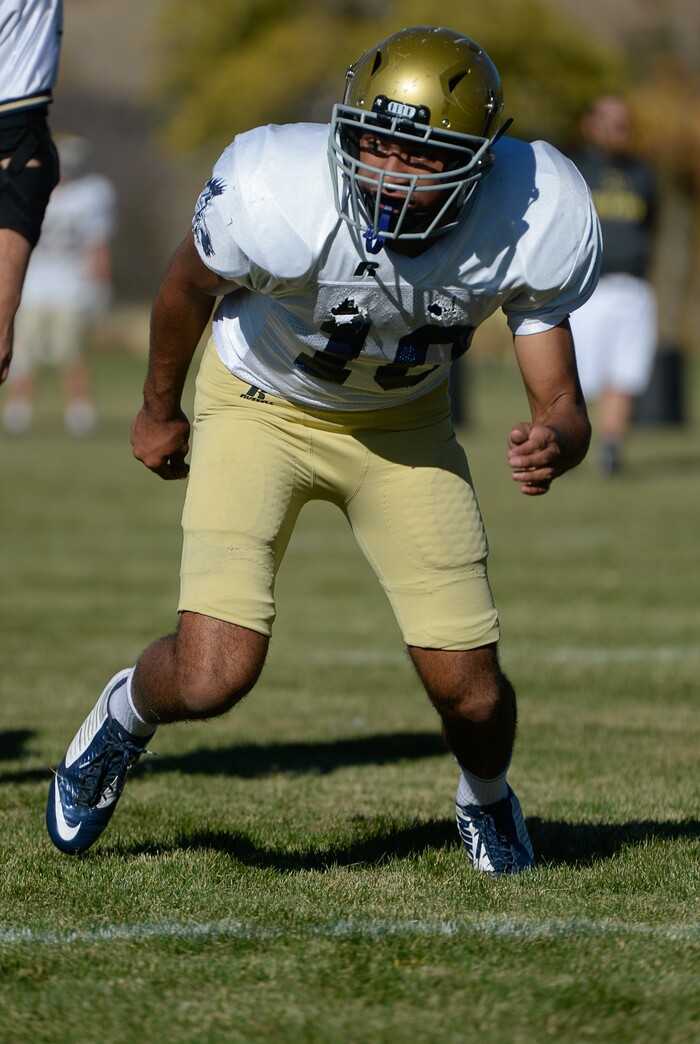 (Francisco Kjolseth | The Salt Lake Tribune) Nifai Tonga, a defensive end and wide receiver for Skyline football has stood out and is considering his options for schools.