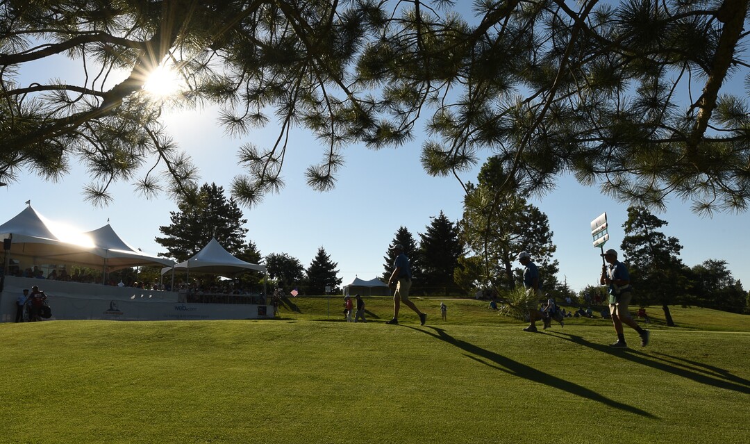 (Francisco Kjolseth  |  The Salt Lake Tribune)  Golfers play their final hole of the Utah Championship golf event on the Web.com Tour at Oakridge Country Club in Farmington on Sunday, July 15, 2018.