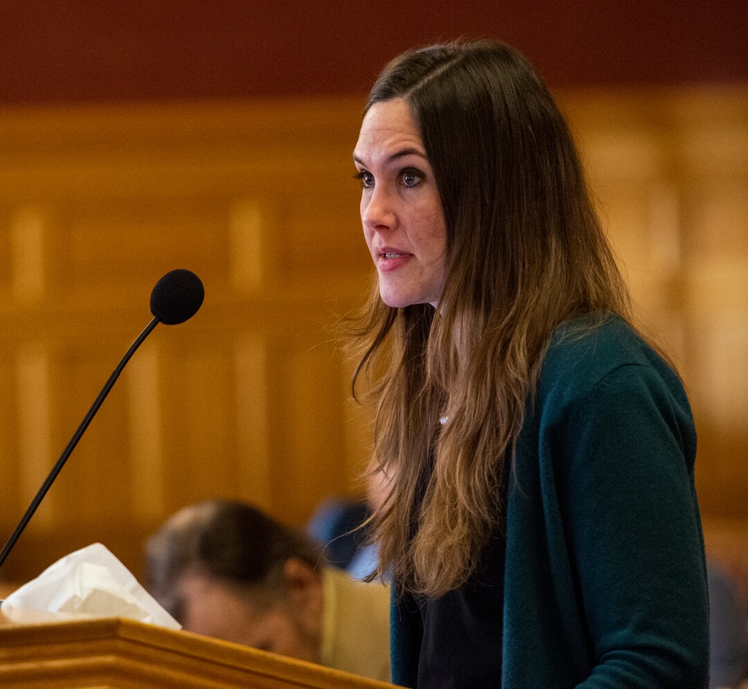 (Rick Egan  |  The Salt Lake Tribune)     Amy Hawkins speaks to the Salt Lake City Council, as she applies for the City Counsel position vacated by Mayor Erin Mendenhall. More than 20 people candidates were given 5 minutes each to speak at the meeting, Tuesday, Jan. 21, 2020.