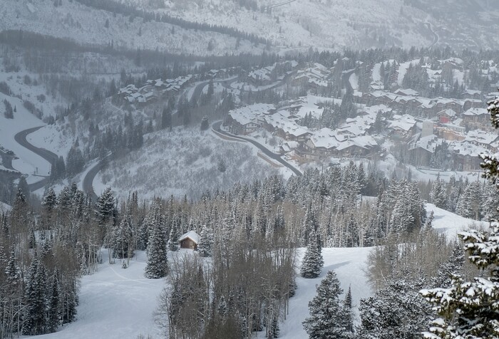(Francisco Kjolseth | The Salt Lake Tribune) Park City's Temple Har Shalom's "Ski Shul," seen below, nestled on the upper slopes of Deer Valley Resort, is the site of a Jewish Sabbath service. The winter tradition is informal and fun on Friday afternoon's during the winter season as the Rabbi keeps the service short so no one misses the last operating lifts. Jan. 26, 2018.