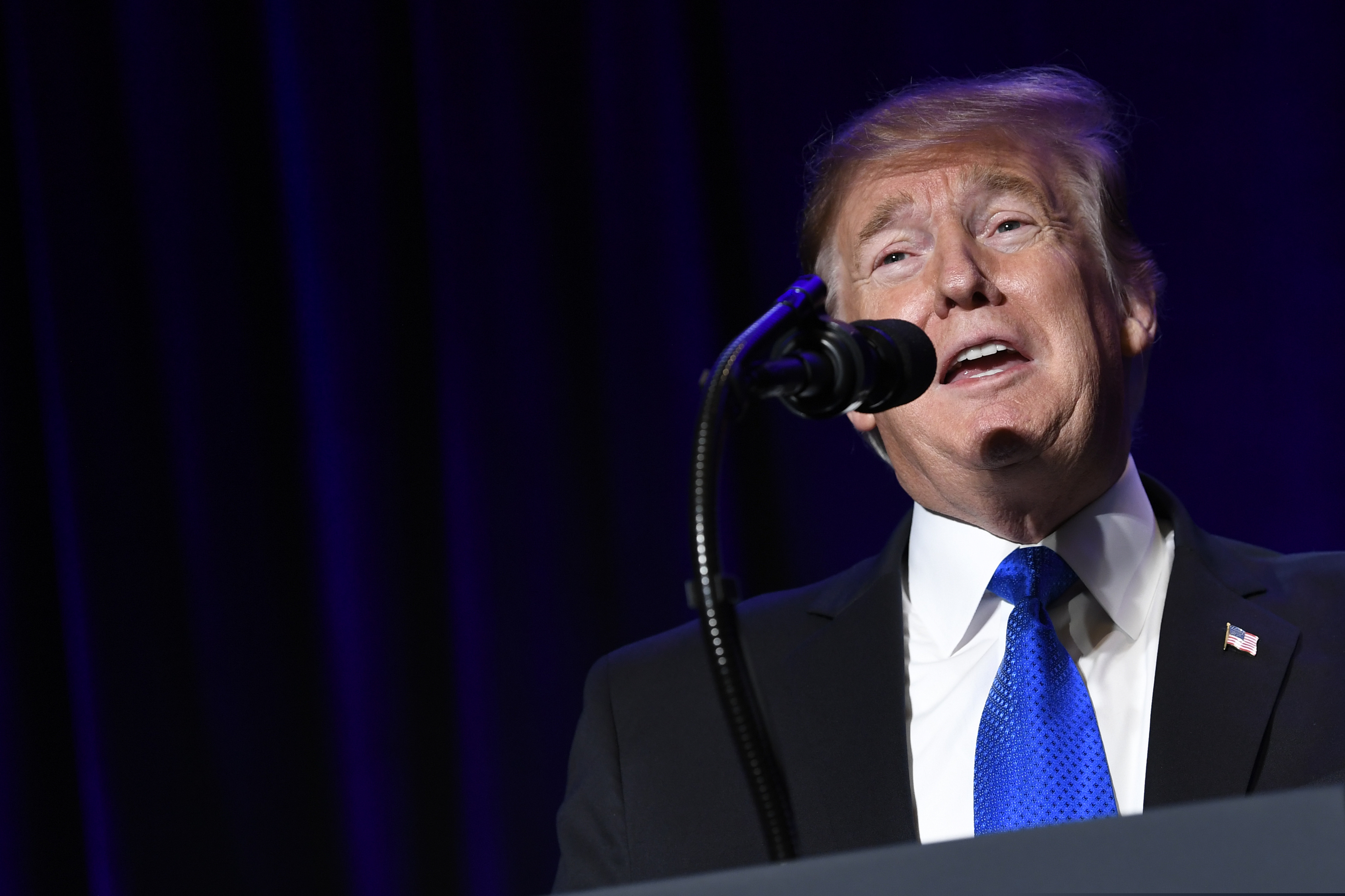 President Donald Trump speaks at the Major County Sheriffs and Major Cities Chiefs Association Joint Conference in Washington, Wednesday, Feb. 13, 2019. (AP Photo/Susan Walsh)