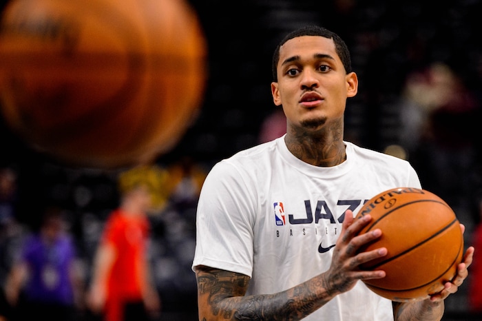 (Trent Nelson  |  The Salt Lake Tribune) Utah Jazz guard Jordan Clarkson warms up as the Utah Jazz host the Portland Trail Blazers, NBA basketball in Salt Lake City on Thursday, Dec. 26, 2019.