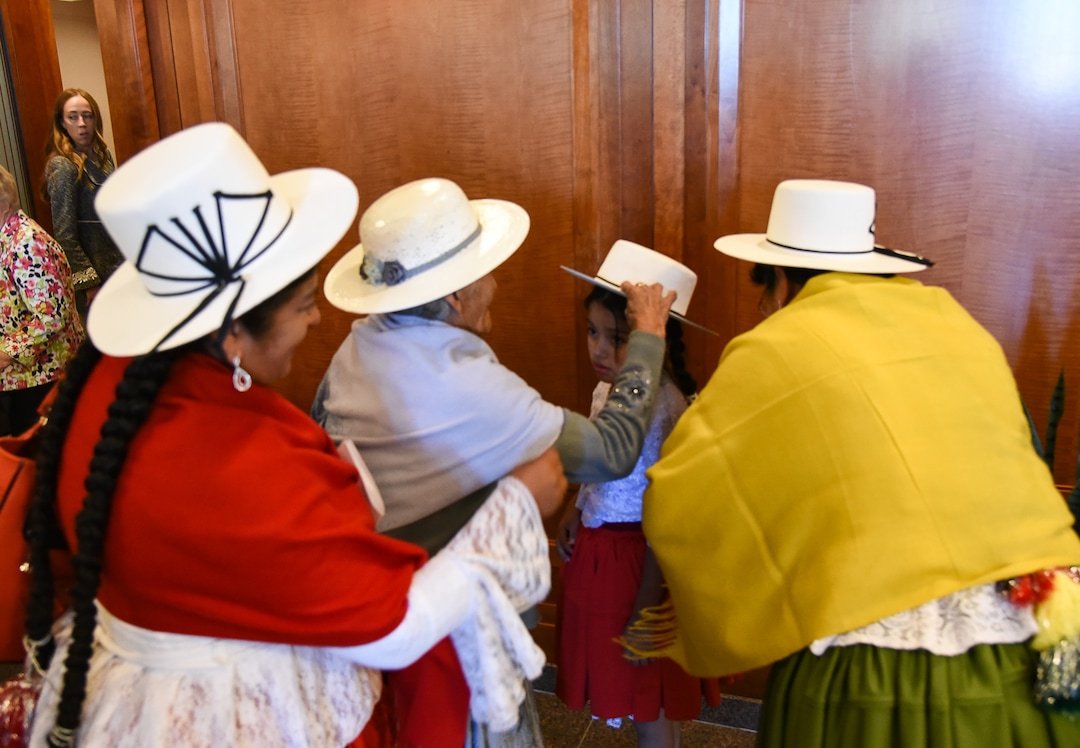 (Francisco Kjolseth  |  The Salt Lake Tribune)  From left, Blanca Quispe, Aurelia, Britney, 8, and Elsa, a family from Bolivia, arrive for the Sunday session of the 189th twice-annual General Conference of The Church of Jesus Christ of Latter-day Saints at the Conference Center in Salt Lake City on Sunday, Oct. 6, 2019.