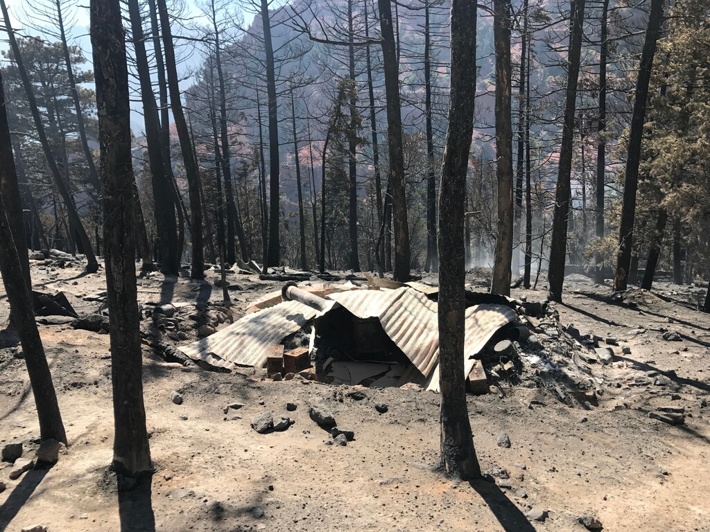 (Courtesy of Iron County Sheriff’s Office)  The remains of an explosive-filled bunker found during the Brian Head fire in summer 2017.