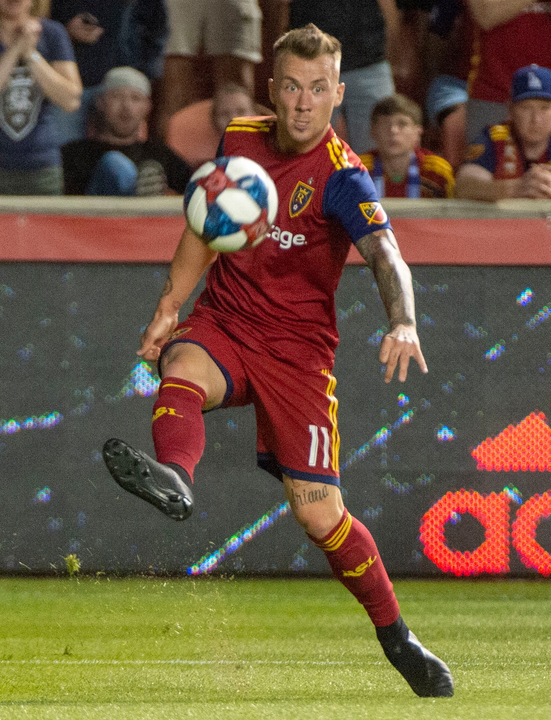 (Rick Egan  |  The Salt Lake Tribune)  Real Salt Lake midfielder Albert Rusnak (11) kicks the ball in MLS action between Real Salt Lake and Sporting Kansas City, in Sandy, Saturday, June 29, 2019.
