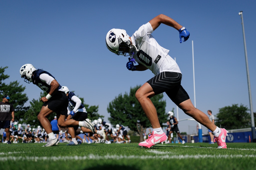(Jaren Wilkey | BYU) The BYU Cougars opened up fall camp on Wednesday, Aug. 5.