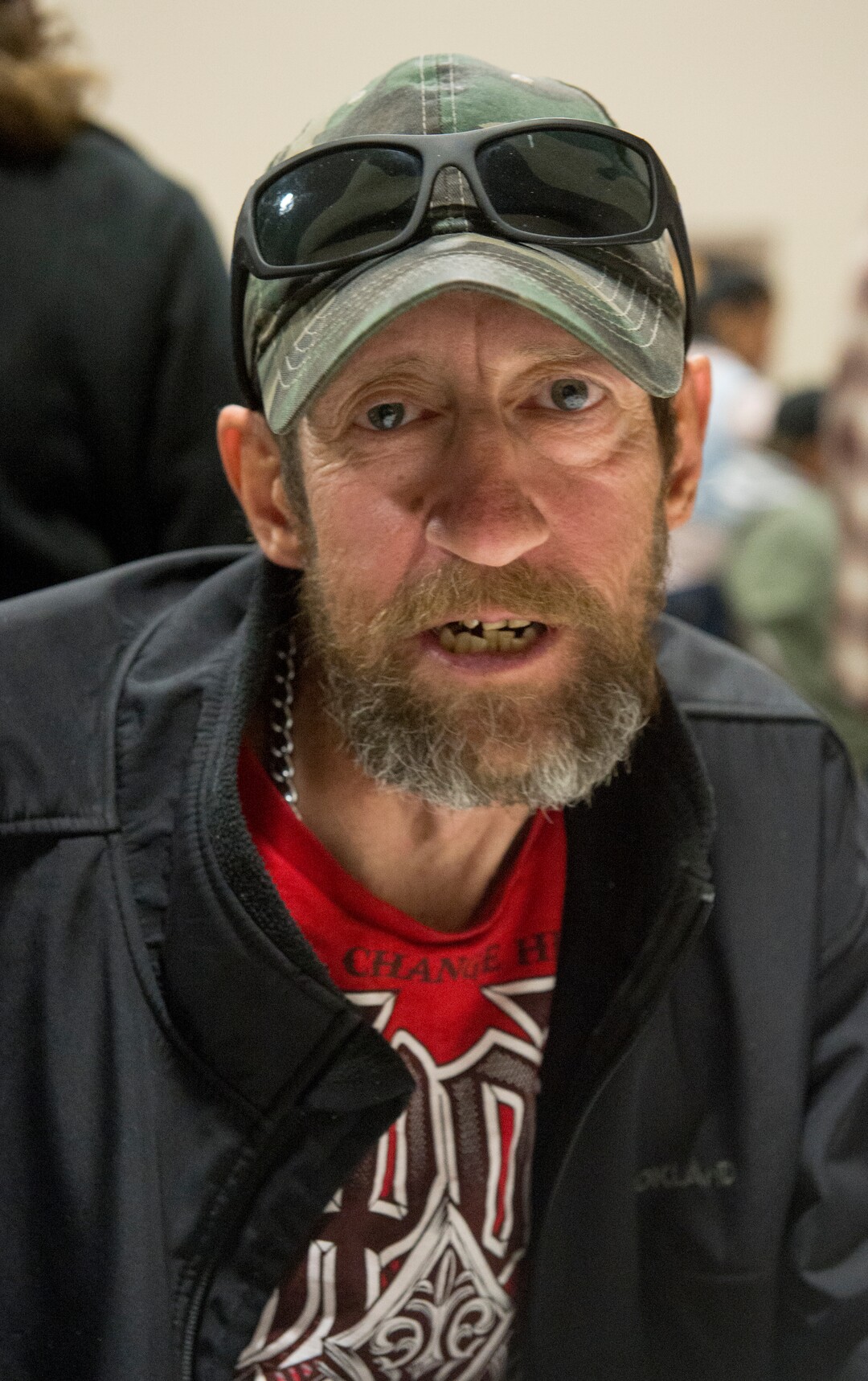 (Rick Egan  |  The Salt Lake Tribune)     Travis Gimmer talks about what brought him to the 25th Annual Thanksgiving Dinner for the hungry and homeless at the Christian Life Center on Redwood Road in Salt Lake City, Wednesday, Nov. 21, 2018.
