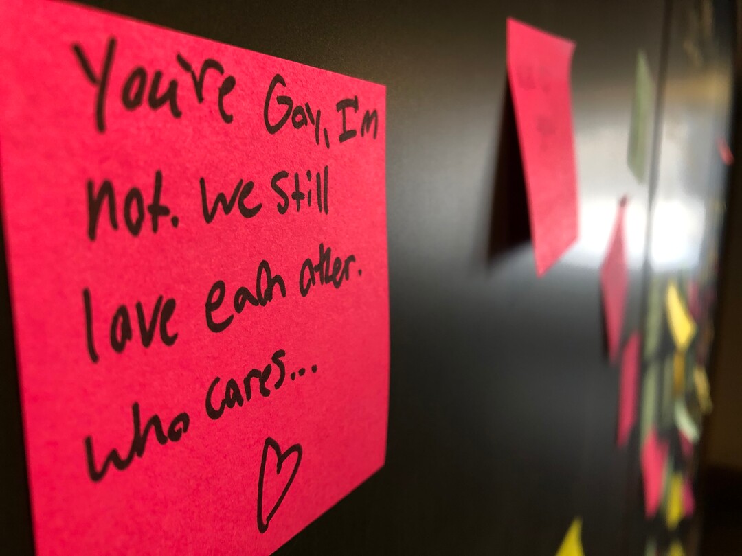 (Rick Egan  |  The Salt Lake Tribune)   A note on the wall at The Wall restaurant for Rainbow Day on the BYU Campus, Wednesday, Feb. 26, 2020.