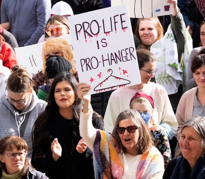 (Rick Egan | The Salt Lake Tribune) More than one thousand protesters gather at the steps of The Capitol for the Bans Off Our Bodies protest hosted by Planned Parenthood, on Tuesday, May 3, 2022.
